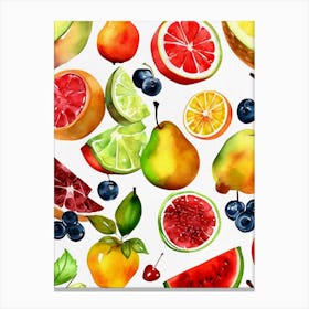 Fruits Watercolor Painting Canvas Print