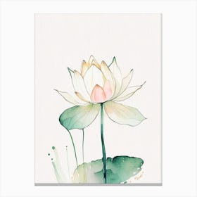 Lotus Flower In Garden Minimal Watercolour 3 Canvas Print