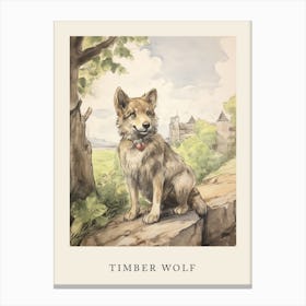 Beatrix Potter Inspired  Animal Watercolour Timber Wolf 3 Canvas Print