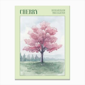 Cherry Tree Atmospheric Watercolour Painting 2 Poster Canvas Print