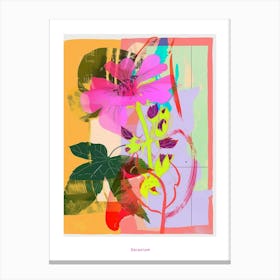 Geranium 1 Neon Flower Collage Poster Canvas Print