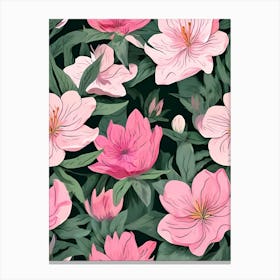 Pink Flowers Seamless Pattern Canvas Print