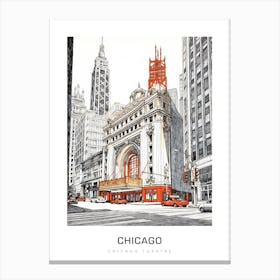 Chicago Theatre 3 B&W Poster Canvas Print