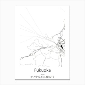 Fukuoka,Japan Minimalist Map Canvas Print