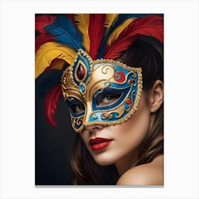 A Woman In A Carnival Mask (15) Canvas Print