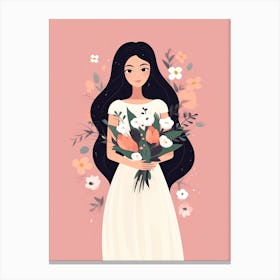 Bloom Body Art Bride With Flowers Canvas Print
