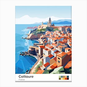 Collioure, France, Geometric Illustration 2 Poster Canvas Print