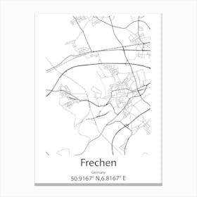 Frechen,Germany Minimalist Map Canvas Print