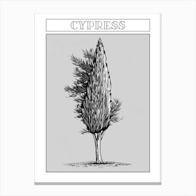 Cypress Tree Minimalistic Drawing 4 Poster Canvas Print