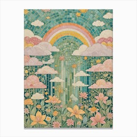 Rainbow Rain Mosaic Canvas Print