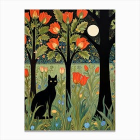 William Morris Cat In The Garden 7 Canvas Print