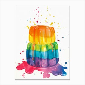 Rainbow Jelly Watercolour Inspired Painting 2 Canvas Print