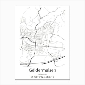 Geldermalsen,Netherlands Minimalist Map Canvas Print