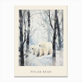 Winter Watercolour Polar Bear 2 Poster Canvas Print