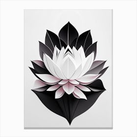 Giant Lotus Black And White Geometric 2 Canvas Print