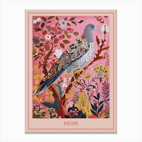 Floral Animal Painting Falcon Poster Canvas Print