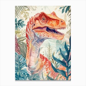 Pastel Rainbow Allosaurus Dinosaur 2 Canvas Print