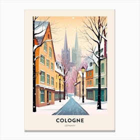 Vintage Winter Travel Poster Cologne Germany 3 Canvas Print