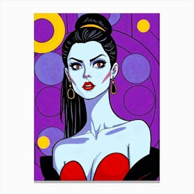 Lady in Red Illustration Canvas Print