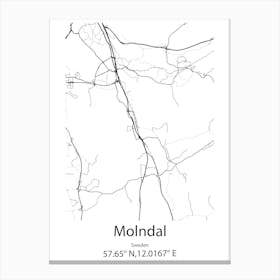 Molndal,Sweden Minimalist Map Canvas Print