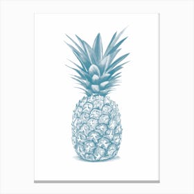 Blue Pineapple Handrawn Canvas Print
