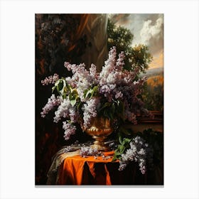 Baroque Floral Still Life Lilac 4 Canvas Print