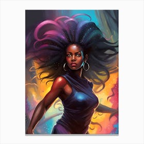 Black Girl With Long Hair Canvas Print