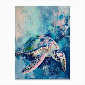 A Blue Sea Turtle Swimming Canvas Print