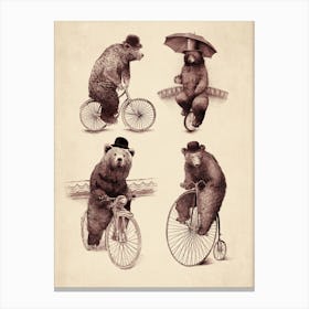 Bears On Bicycles Canvas Print