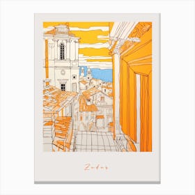 Zadar Croatia Orange Drawing Poster Canvas Print
