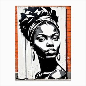 Vintage Graffiti Mural Of Beautiful Black Woman 50 Canvas Print