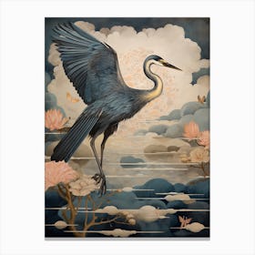 Great Blue Heron 3 Gold Detail Painting Canvas Print