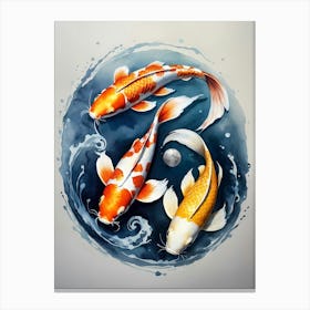 Koi Fish Yin Yang Painting (11) Canvas Print