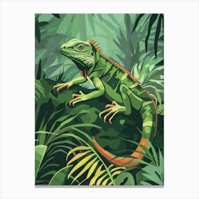 Green Galápagos Land Iguana Abstract Modern Illustration 1 Canvas Print