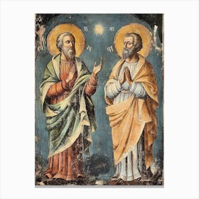 Saints John And St John. Saints In An Old Painting Canvas Print