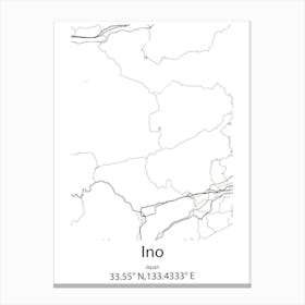 Ino,Japan Minimalist Map Leinwandbild