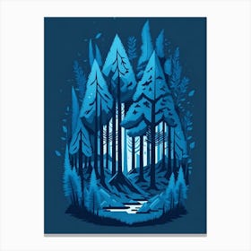 A Fantasy Forest At Night In Blue Theme 59 Canvas Print