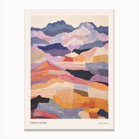 Pikes Peak United States 2 Colourful Mountain Illustration Poster Canvas Print