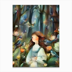 Luxmango Acrylic Art Style Girl In Forest2 Canvas Print