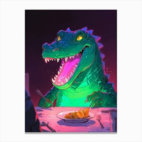 Alligator At The Table 2 Canvas Print