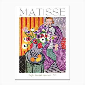 Henri Matisse Purple Robe and Anemones 1937 in HD Poster Print Labelled and Signed - Vibrant Colorful Feature Wall Decor Fully Remastered Canvas Print