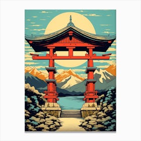 Itsukushima Shrine, Japan Vintage Travel Art 3 Canvas Print
