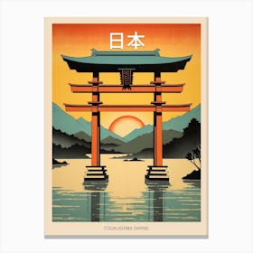 Itsukushima Shrine, Japan Vintage Travel Art 4 Poster Canvas Print