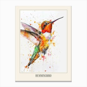 Hummingbird Colourful Watercolour 1 Poster Canvas Print