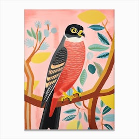 Pink Scandi Eurasian Sparrowhawk 2 Canvas Print