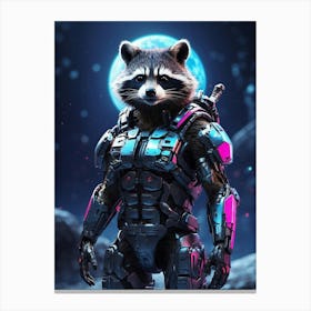 Raccoon In Cyborg Body #2 Canvas Print