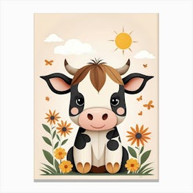 Floral Cute Baby Cow Nursery (15) Canvas Print