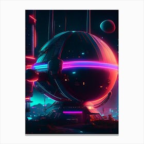 Satellite Neon Nights Space Canvas Print