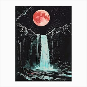 Full Moon Over Waterfall 1 Canvas Print