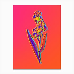 Neon Dalmatian Iris Botanical in Hot Pink and Electric Blue Canvas Print